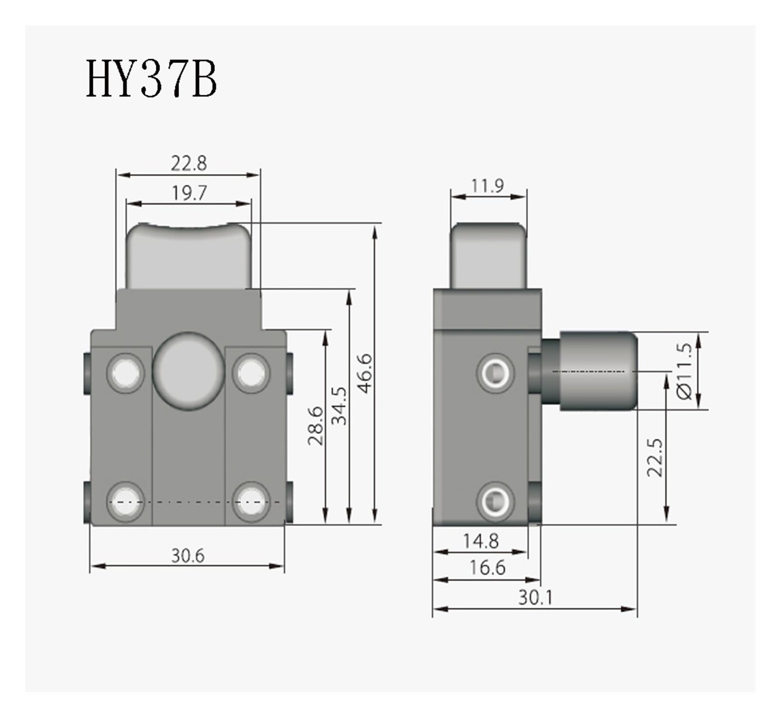 2 interruptores de botón HY37B, 125/250 V, 17/12 A, con gatillo de bloqueo, for cortacésped y herramientas de jardín.