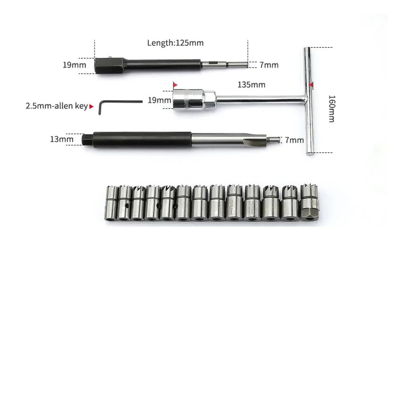 EAQPA 17pcs Diesel Fuel Injector Seat Cleaning Kit Diesel Nozzle Reamer Nozzle Holder Cleaner Repair Tool Set