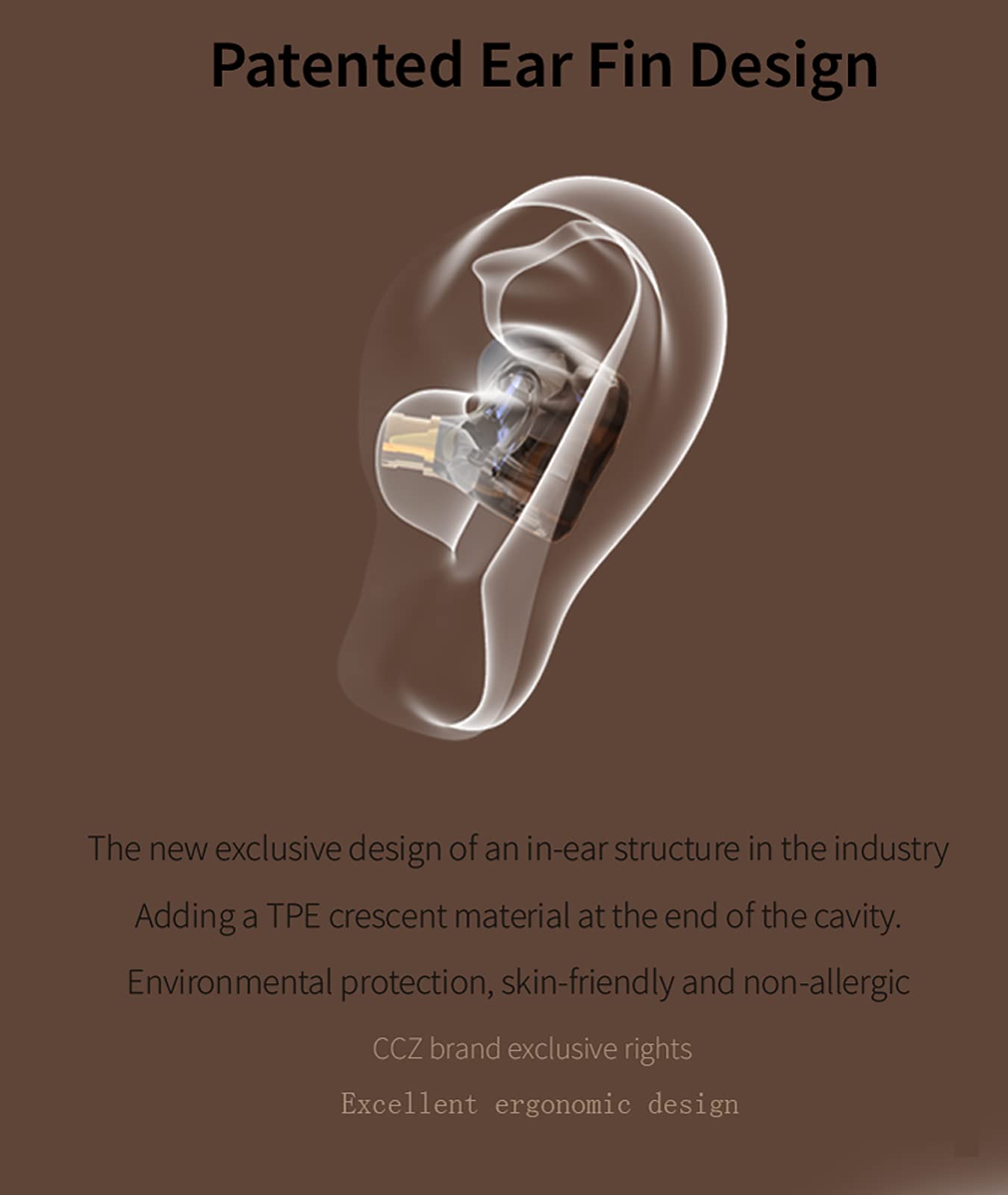 EZ EAR Écouteurs intra-auriculaires filaires 1DD HiFi basses immersives, pour batteur, musiciens, chanteur, scène, embouts brevetés, grain de café CCZ (3,5 mm, marron avec micro)