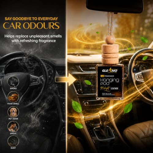 Image of Midnight Leather Car Perfume Air Freshener | Long Lasting Car Air Freshener with Rich Leather Fragrance | Premium Car Freshener | Car Fragrance for Cars, SUVs, Sedans, & Hatchbacks | 10ml