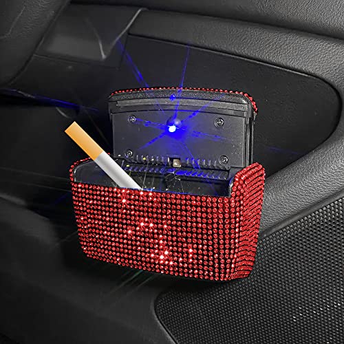 Car cigarette ash trays air outlet ashtray auto car cigarette ashtray with lid blue led light indicator smokeless ash for car cup holder