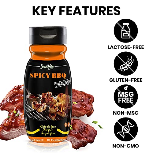 Servivita 8413412209930 Sugar Free Spicy Bbq Sauce - No Sugar Spicy Bbq Sauce - Sugar Free Spicy Barbecue Sauce - Zero Calories And Fat Free, 11.1 Fl Oz - - Gluten Free, Low Sodium thumb #4