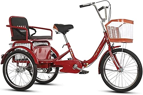 GRDDBZA Adult Tricycle - 3 Wheel Bikes for Adults Shopping Tricycles for Adult 20Inch 3 Wheel Bike Bicycles for Seniors Women Men with Suspension Fork Shopping Basket and Large Backrest Seat