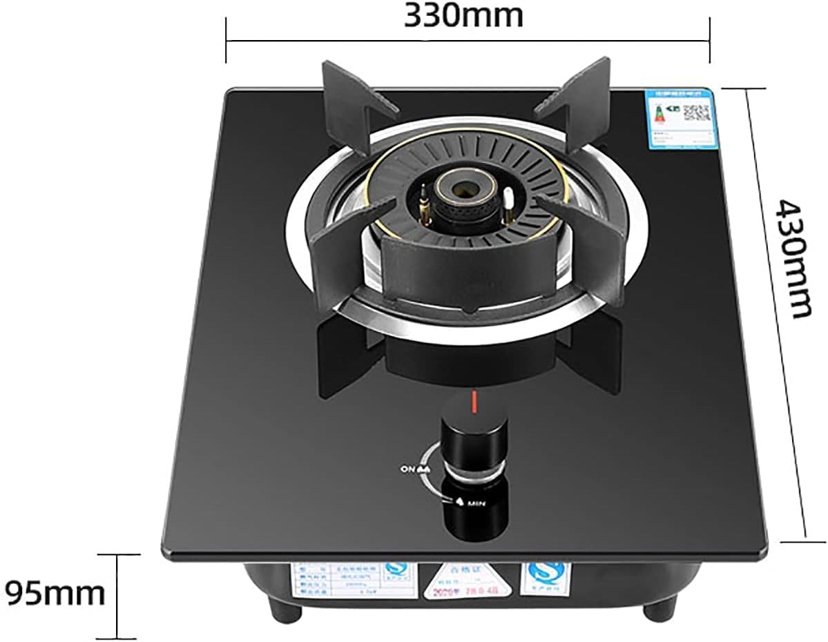 Gas cooktop Desktop Gas Hob Built-in Gas Stove|Desktop Campervan Hob|4.8KW Black Tempered Glass Gas Cooktop For NG/LPG|Flame Failure Protection|Non-slip Cast Iron Hob Rings|Easy To(NG)