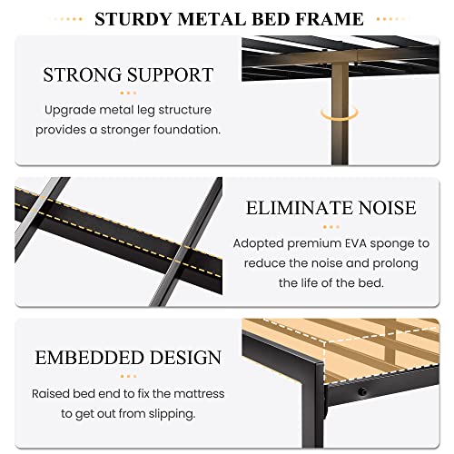 image for SHA CERLIN King Size Bed Frame with Upholstered Headboard, Platform Be