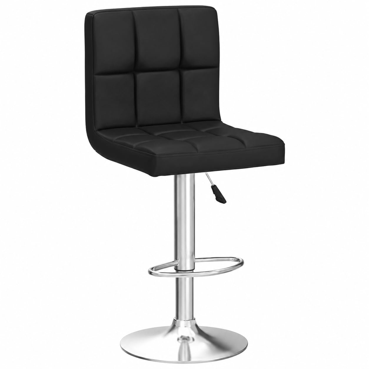 KRISHTHA Bar Stool, PU Leather Adjustable Swivel Barstools, Armless Hydraulic Kitchen Counter Height Bar Stools, Thickened Seat Cushion Square Island Barstools with Back, Black-image-47