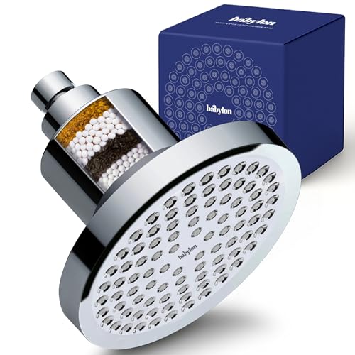 Image of babylon Shower Filter For Bathroom | Hard Water Softener For Home & Bath | 6 Inch Filtered Showerhead For Chlorine Removal | 4 Layer Filtration For Better Hair & Skin