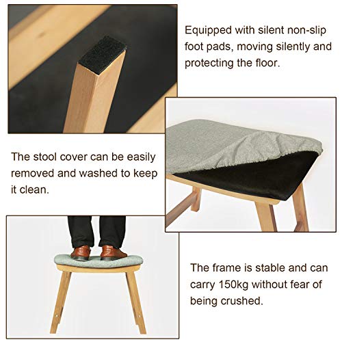 Taburete de madera maciza para dormitorio y tocador con funda lavable 8