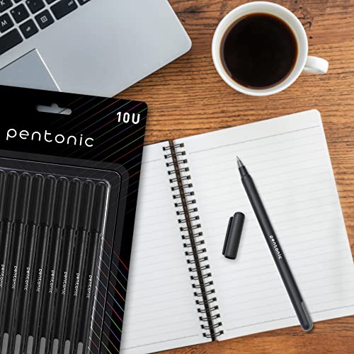 Pentonic 0.7 mm Ball Pen Blister Pack | Black Body | Black Ink | Set of 10 Pens (Image - 5)