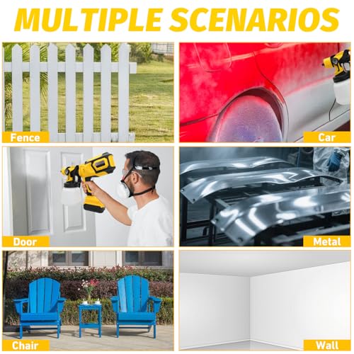 Cordless Paint Sprayer for Dewalt Battery,Fence Paint Sprayer with 3 Spray Painting Modes, Handheld Spray Gun for Fences, Sheds, Decking or Garden Furniture, 1000ML Spray Bottle Capacity(No Battery) - Image 6