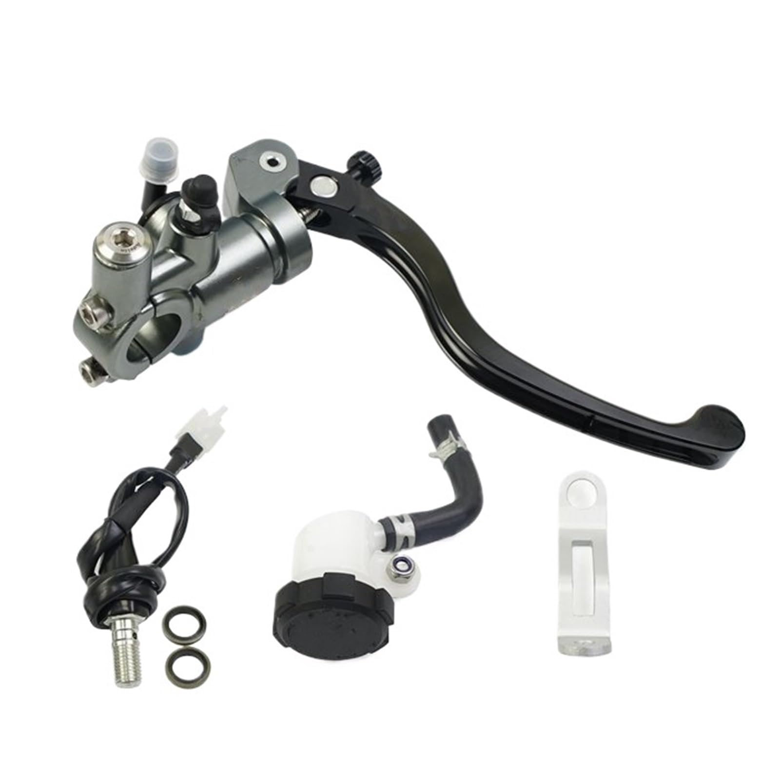 Ouvecr Grey Right 14Mm Motorbike Brake Levers Radial Mounting 14Mm 16Mm 17.5Mm 19Mm Motorcycle Brake Clutch Master Cylinder Lever(Grey Right 14Mm)
