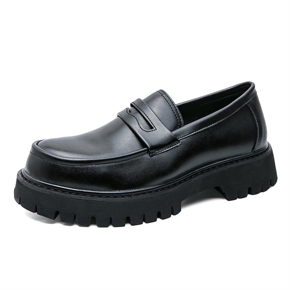 Mocasines De Plataforma para Hombre con Punta Redonda Sin Cordones De Cuero Informales para Trabajo Informal