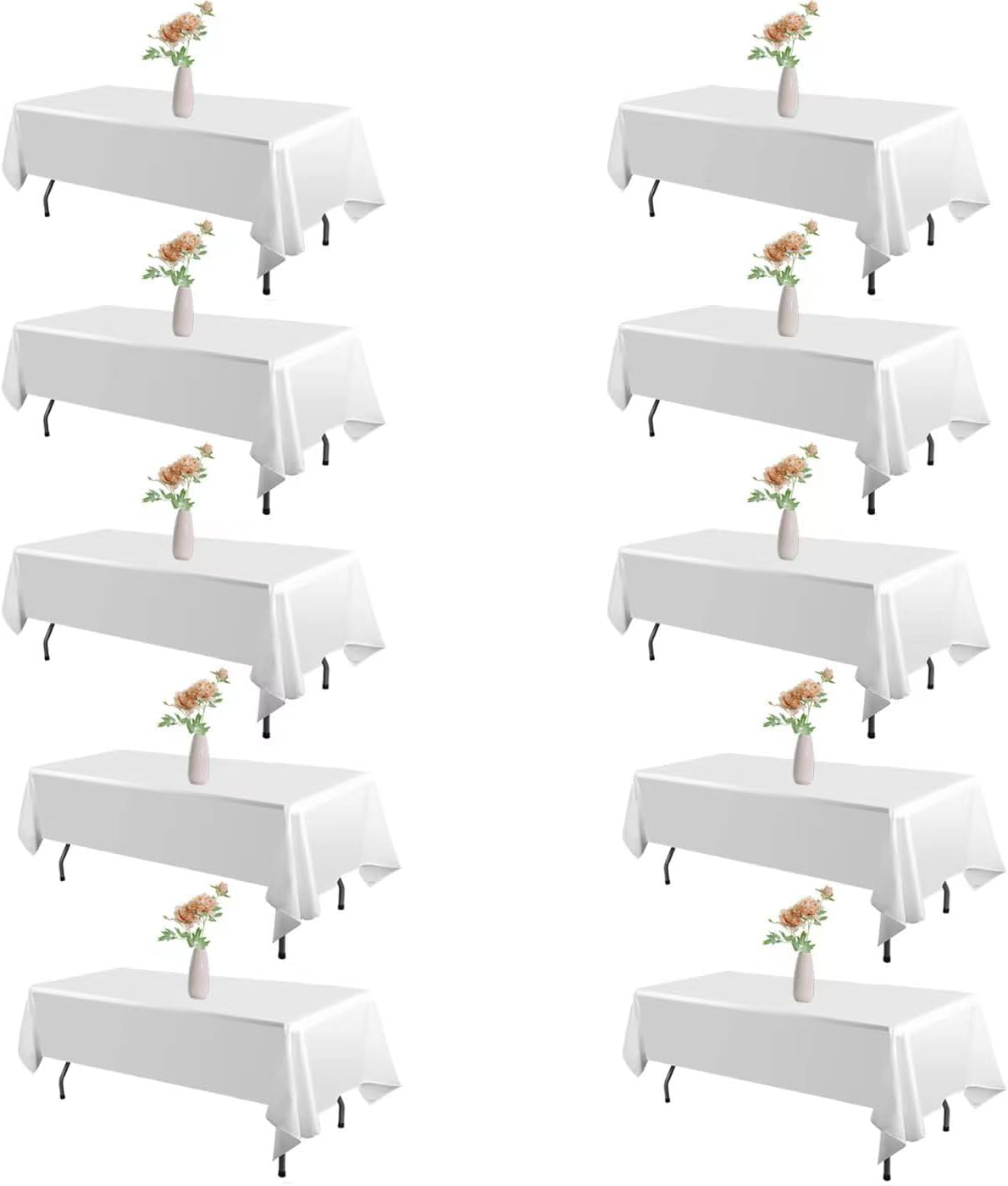 10 Pack Rectangle Tablecloth 60×102 Inch White Table Cloth Polyester Wrinkle Resistant Reusable Decorative Washable Table Covers for Party Wedding Banquet Birthday