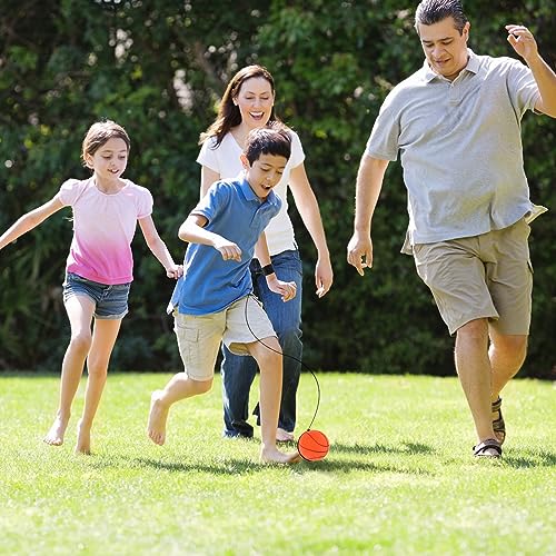 QINGHEC 8 Stück Springball mit Schnur, Ø 6cm Handgelenk Return Ball, Ball mit Gummiband, Sport Spielzeug für Kinder Erwachsen, Fußball, Basketball, Softball, Baseball