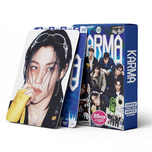 Cartes photo Kpop Stray Kids, 55 cartes Lomo Stray Kids, 40 autocollants SKZ, Indispensable pour les fans de K-pop (A)