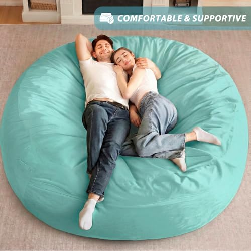 Image of HABUTWAY XX-Large Bean Bag Chair: Giant 7' Memory Foam Furniture Bean Bag Chairs for Adults with Microfiber Cover 7Ft(Aqua Ombre)