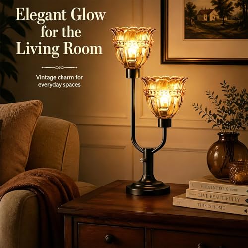 Image of Lightdot Mid Century Modern Table Lamp Dimmable Vintage Black Glass Lamp