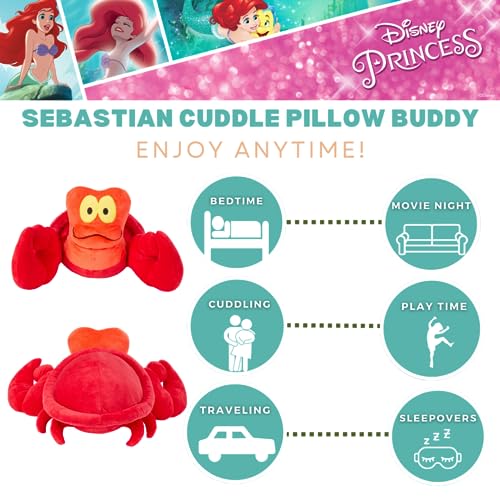 Image of The Little Mermaid Sebastian Crab Kids Bedding Super Soft Plush Cuddle Pillow Buddy, (Officially Licensed Product) by Franco