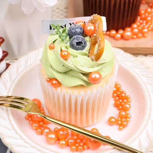 Image of Orange Sprinkles for Cake Decorating, 130g /4.6oz Edible Orange Pearl Sprinkles Mix, Sugar Candy Pearls for Baking, Cookie Decorations and Cupcake Toppings, Wedding Party Halloween Supplies