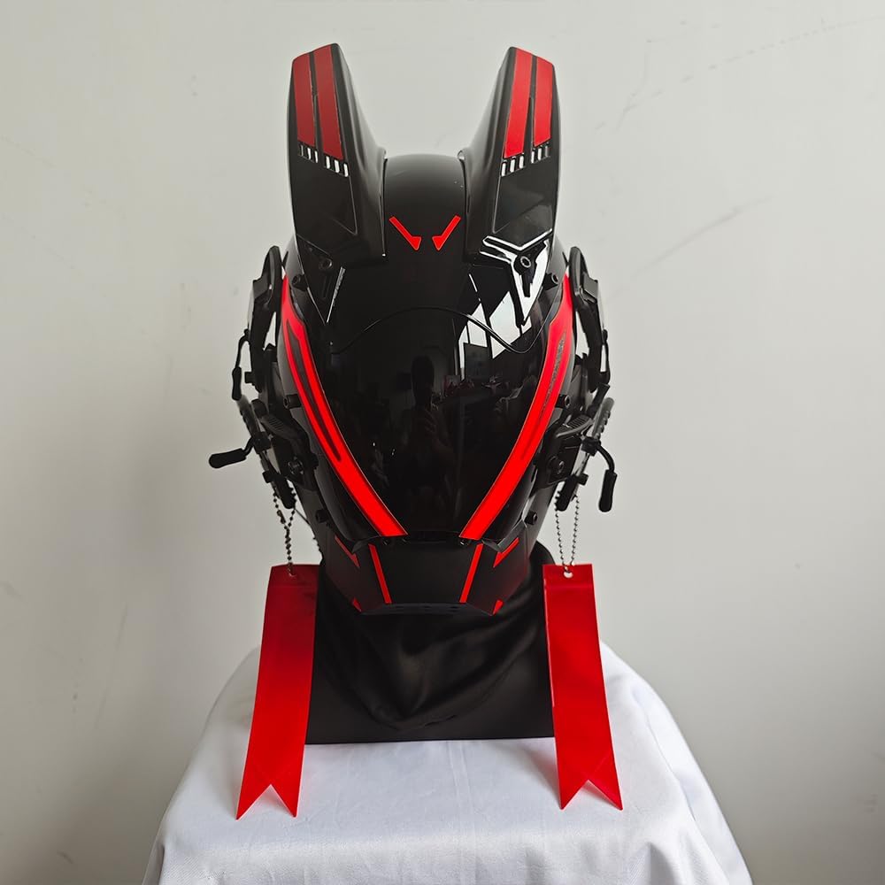 KYEDAY Punk Mask for Men,LED Mask for Women,Futuristic Punk Techwear, Cosplay Halloween Fit Party Music Festival Accessories