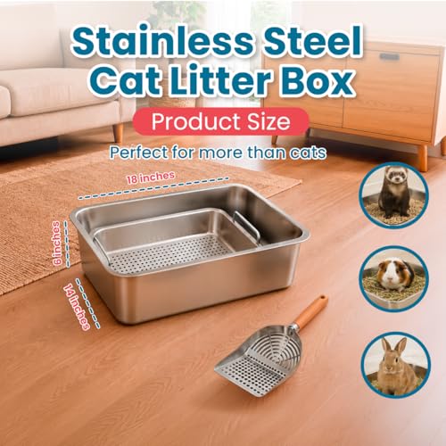 Arenero para gato de acero inoxidable mediano 4 piezas miniatura 2