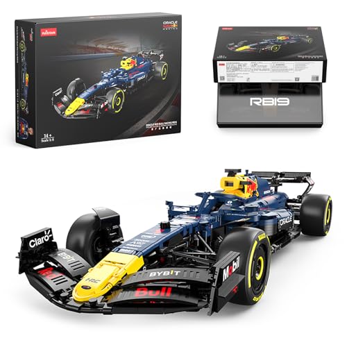 Rastar Red Bull RB19 Formula 1 Car - Kit modellino in scala 1:8 con 2509 pezzi, etichette fai da te, volante funzionale, tetto apribile, confezione regalo per gli appassionati di auto