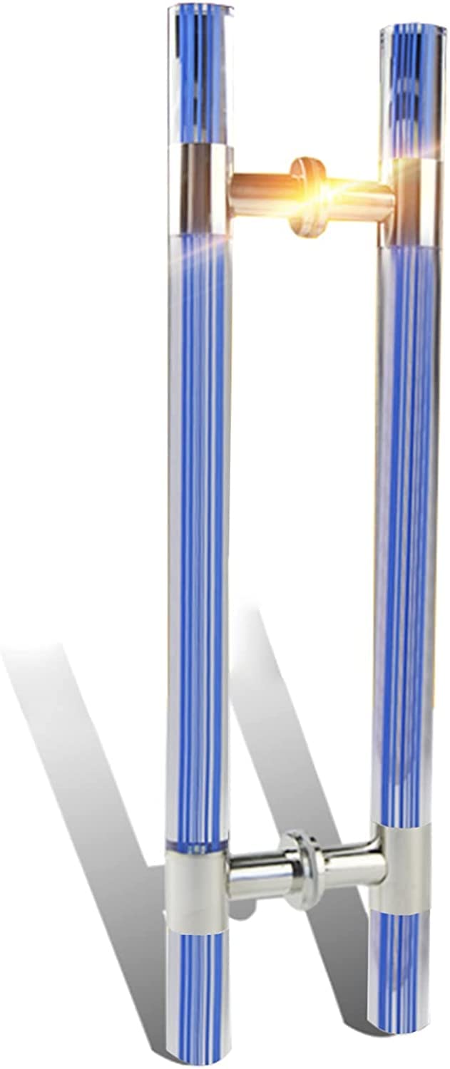 Poignée de porte battante avec barre en cristal transparent moderne de 23,6 pouces