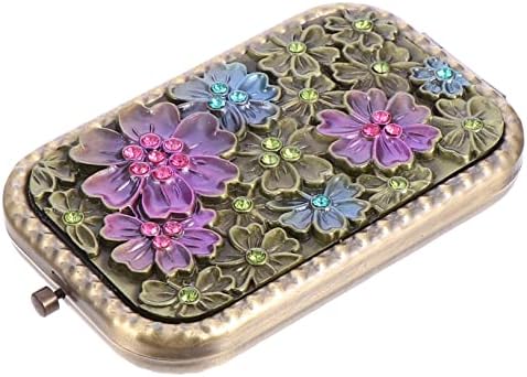 Beavorty Flower Makeup Mirror Vintage Wallet Rectangular Mirror Portable Mirror Compact Makeup Mirror Foldable Mirror Portable Makeup Mirror Small Cosmetic Mirror Vintage Makeup Mirror Mask