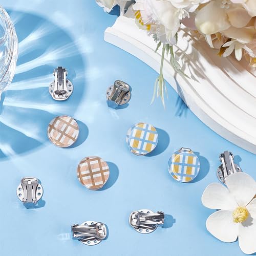 SUNNYCLUE 30Pcs Round Earring Clips Clip On Earrings Findings Circle Flat Back Tray Silver Non-Pierced Earring Converters Settings with Holes for Earring Backs Findings Women Adults jewellery Supplies - Image 4