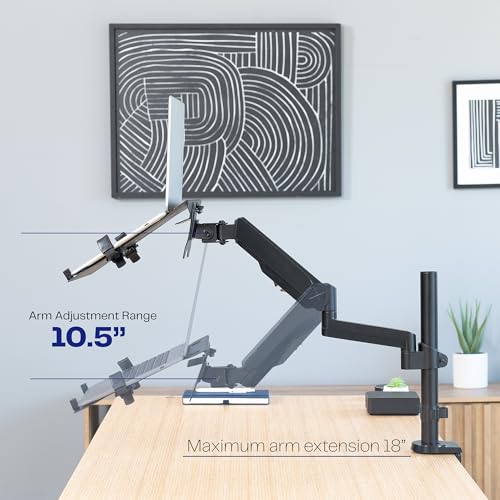 VIVO Universal Adjustable 10 to 15.6 inch Laptop Mount for Desk, Single Tension Arm VESA Notebook Stand with C-clamp and Grommet Options, Black, STAND-V101L by VIVO - Image 3