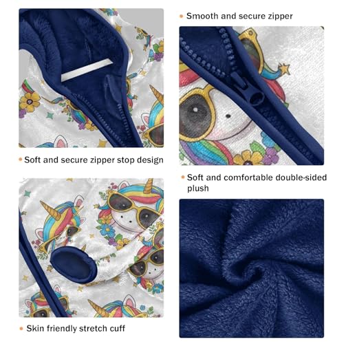 CHIFIGNO Cute Unicorn Rainbow Boys Winter Jacket, Toddler Zip up Hoodie Warm for Fall Winter Spring 3T3