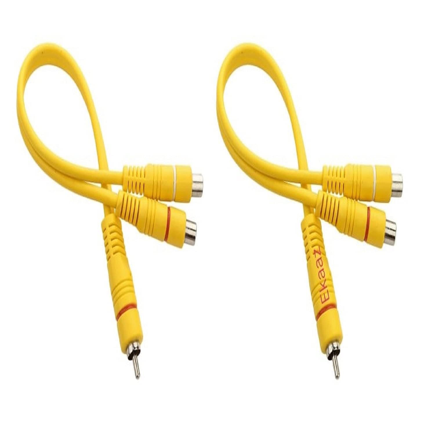 Hakuho RFV 2 RCA Male Jack to 4 RCA Female Plug Splitter Audio Video AV Adapter Cable(Color May Vary)