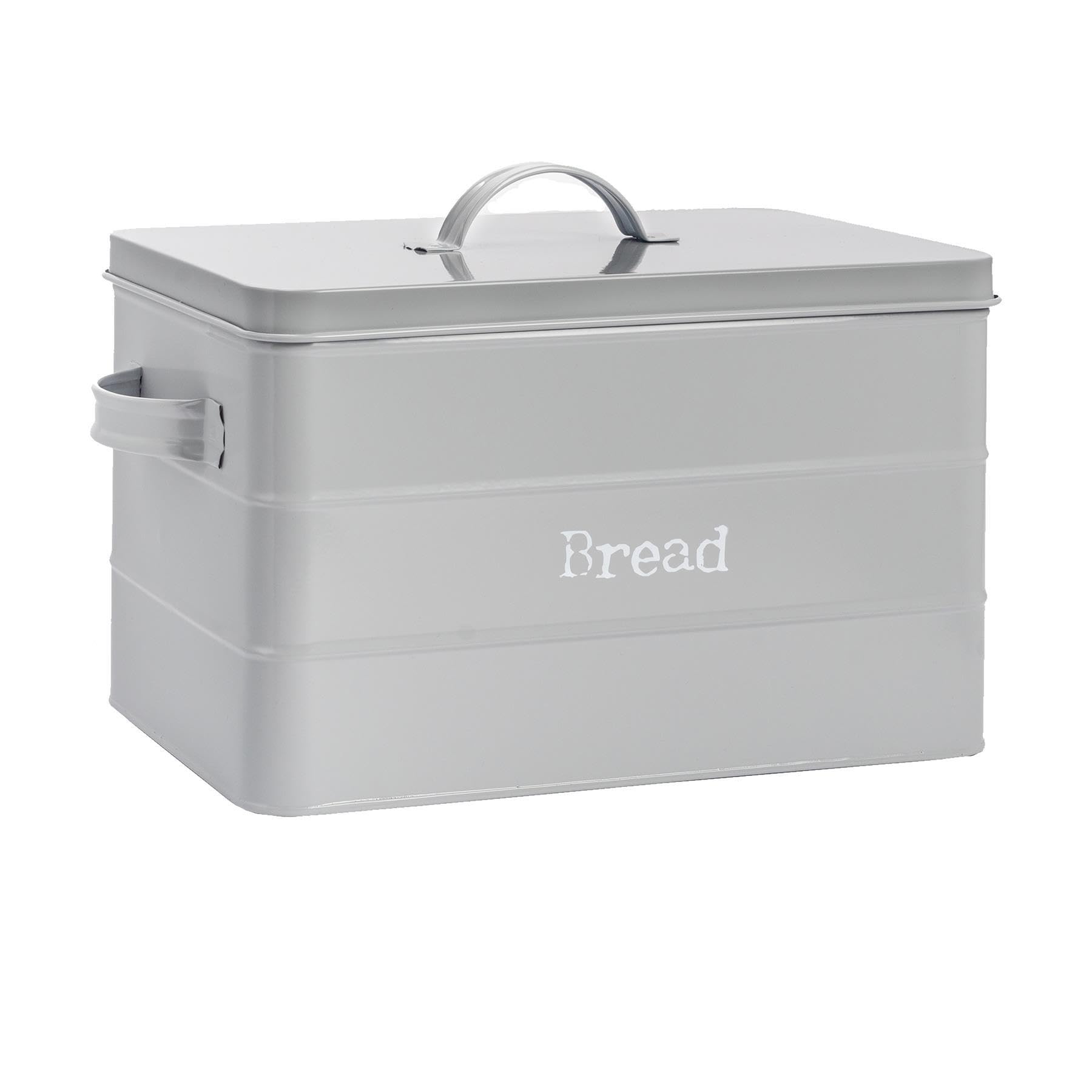 Harbour Housewares Metal Bread BinGreyVintage Retro Bread Tin Canister Storage Jar Kitchen Caddy Food Storage Box Container from B&Q