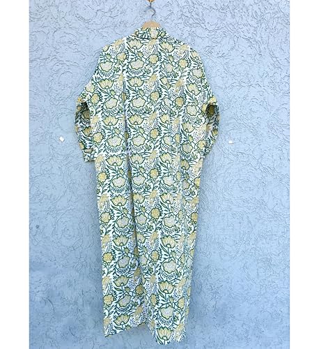 Image of Hand block print Cotton Kimono bikini cover up,Indian Hand block print Cotton Bath Robe,Swim Wear,Nighrwere Dressing Gown