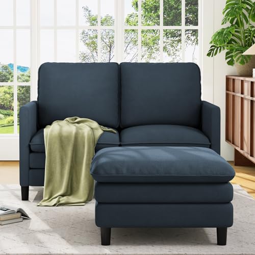 Image of Welzona 3-Layers Cloud L Shaped Couch, 51 inch Teddy Sofa and Loveseat Set