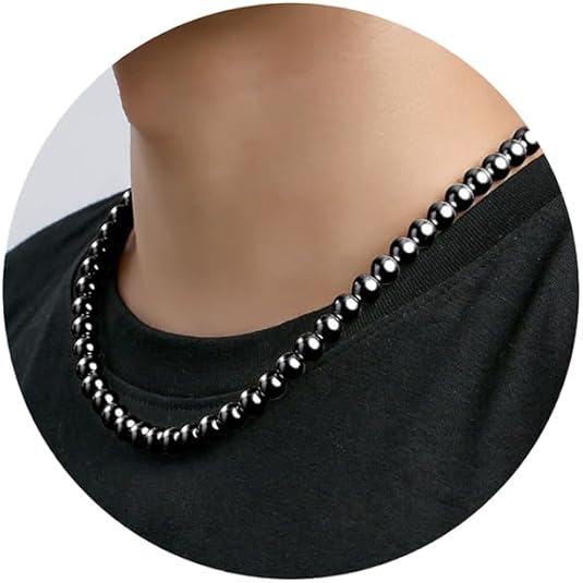 P. BLAKE Pearl Necklace for Men 8mm White Mens Pearl Choker Necklace Trendy Jewelry Gifts for Men Women