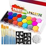UNIFULL 22 Colors Professional Face Body Paint Kit, Face & Body Paint Kit for Halloween,including 22 Colors Face&Body Paint,10 smooth Blue Brushes,30 sheets Black White Special Effects