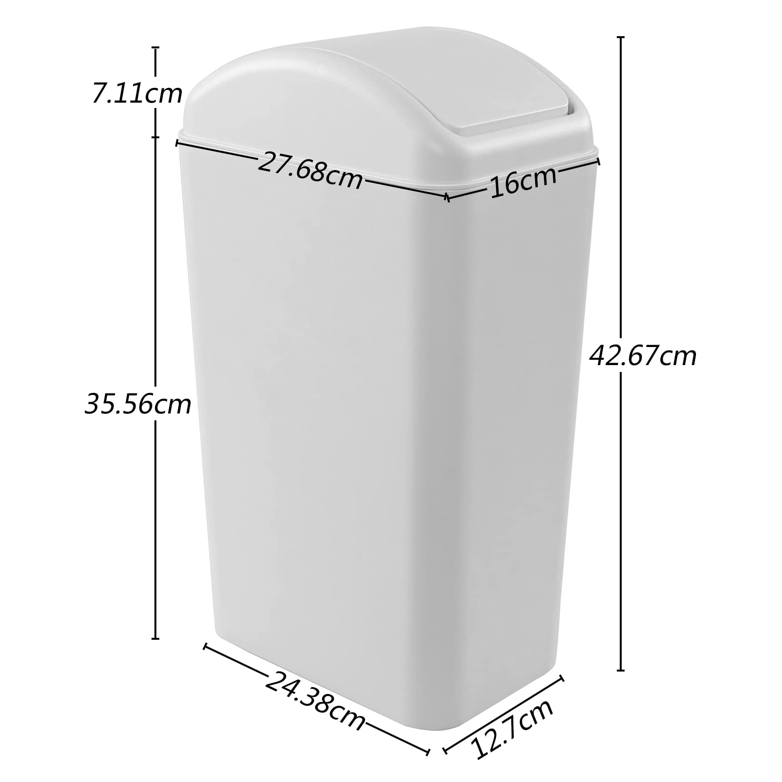 Hespapa Pattumiera in Plastica, 14 L, Grigio Plastica Pattumiera Secchio Basculante