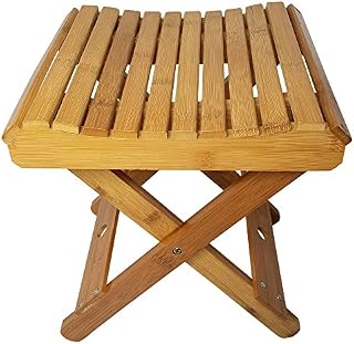 Royal Brands Portable Bamboo Stool for Shaving Shower Set Foot Folding Stool