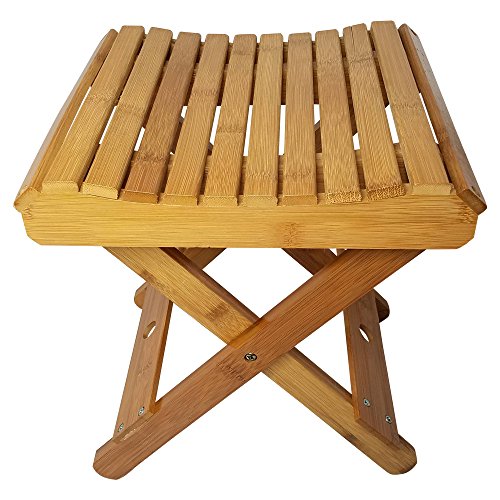 Royal Brands Portable Bamboo Stool for Shaving Shower Set Foot Folding Stool