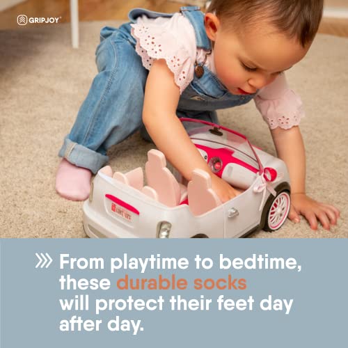 Gripjoy Toddler Socks with Grippers, Non-Slip for Kids, Enhanced Stability, Comfortable Cotton - 4 Pairs4