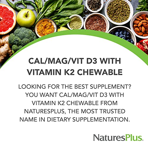 Naturesplus Chewable Cal/Mag/Vit D3 With Vitamin K2-60 Chewable Tablets - Vanilla Flavor - Bone Health Supplement With Calcium, Magnesium, Vitamin D3 And K2 - Gluten-Free - 30 Servings #TOP2