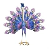 Elegante escultura de pavo real de metal, decoración de jardín, impresionantes manualidades (S)