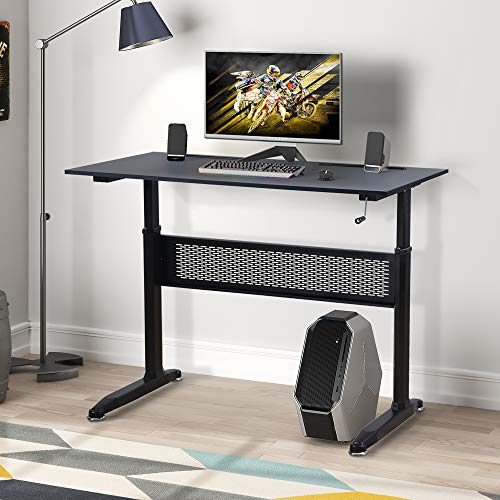 ModernLuxe Office Adjustable Height Crank Handle Standing Desk, 47.2" L x 23.6" W x 28.7-44.5" H, Black
