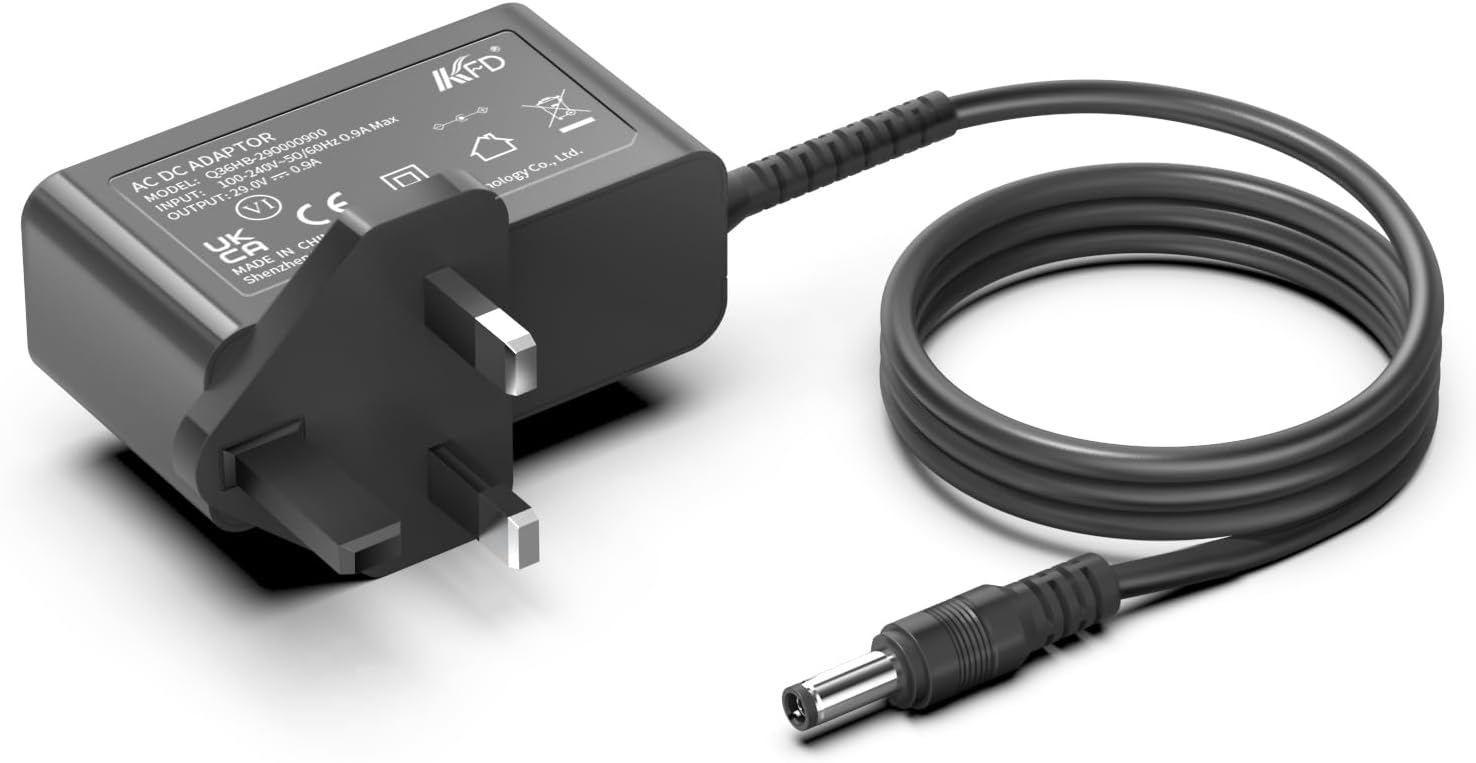 KFD 29V AC Adapter Charger for Rowenta Air Force 360,Air Force 360 Max,Air Force 560,Air Force 560 Flex,Air Force 460,Air Force AllinOne 460,XPert Essential 260 Cordless Vacuum Cleaner Power Cable