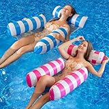 Inflatable Pool Floats Water Hammock for Adults, Xndryan 2 Pack Inflatable Hammocks Pool Hammock with Manual Pump Swimming Pool Floating Chair Bed Lounger Saddle - Inflatables for Swimming Pool