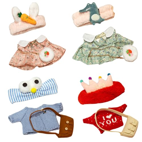 Ropa de Peluche, Conjunto de Ropa para muñeca bebé Kawaii de 12 Pulgadas con Diadema y Bolsa, Conjunto de para muñeca de Pato DIY para niñas/niños (4 Unidades).