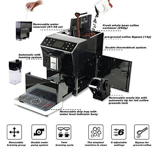 Cafetera Express Automática con Molinillo y Tanque de Leche 1.7 L miniatura 2