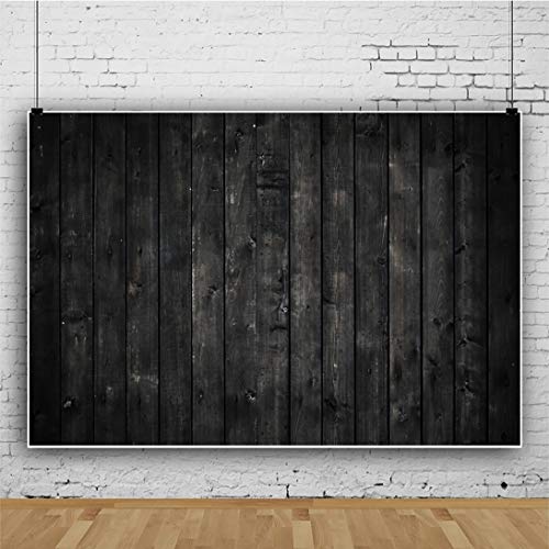 Fondo fotográfico vinilo 8x6ft negro madera vintage miniatura 3