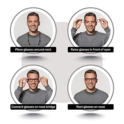 Clic Magnetic Reading Glasses, Computer Readers, Replaceable Lens, Adjustable Temples, Original, (S-M, Clear, 2.00 Magnification) #TOP3